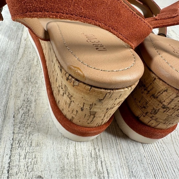 New CREVO Women's Sycamore Wedge Heel Sandals Terracotta #736 - Picture 8 of 11